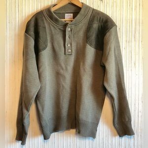 Men’s Filson Wool & Suede Henley Sweat Olive Green
